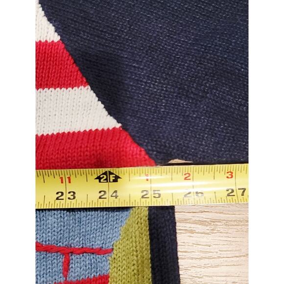 NEW VTG Quacker Factory Travel Sweater USA Patriotic 1X Blue Red Button Covers - Picture 5 of 11